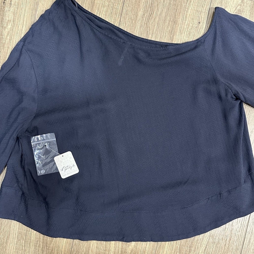 Free People Justina Top One-Shoulder Viscose Blouse in Metal Stiletto Size XS‎